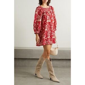 DOEN XS Acton Red Floral Mini Dress